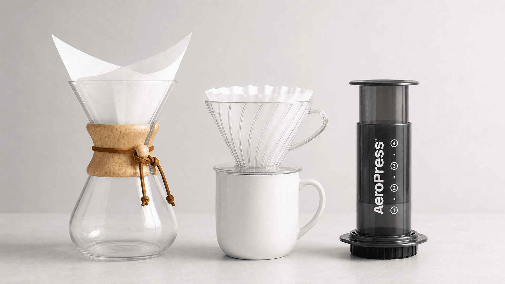 Сравнение первых заварников для дома: Chemex, V60 и AeroPress